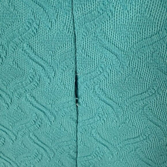 Vtg Mod Dress 16 18 Sleeveless 60s 70s Aqua Blue White Peter Pan Collar As Is - Picture 7 of 13